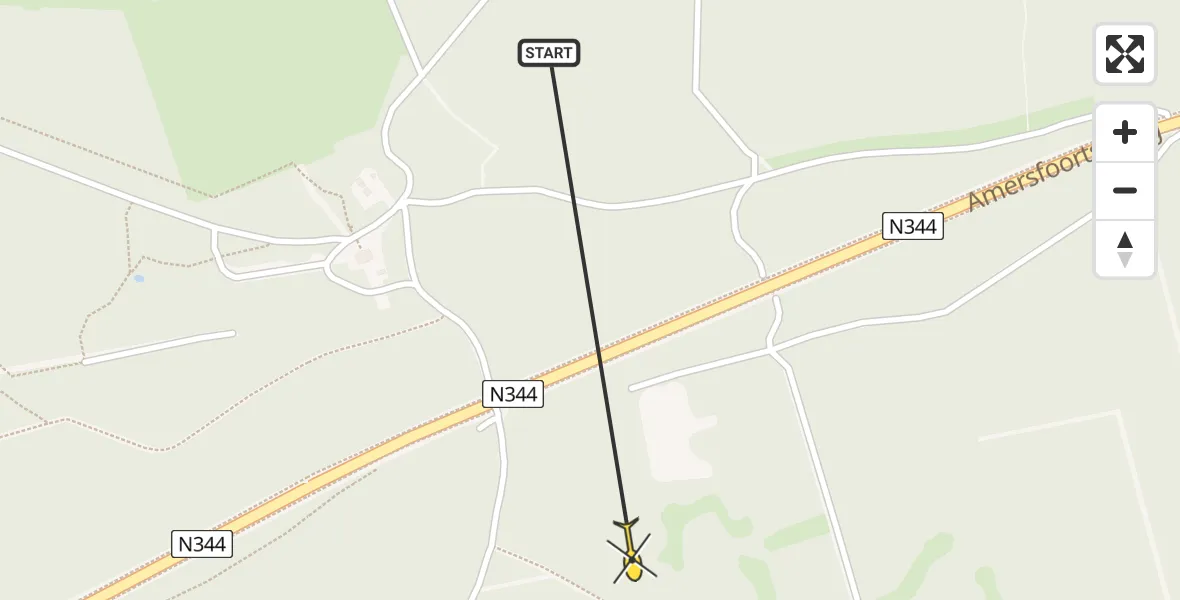 Routekaart van de vlucht: Politiehelikopter naar Hoog Soeren