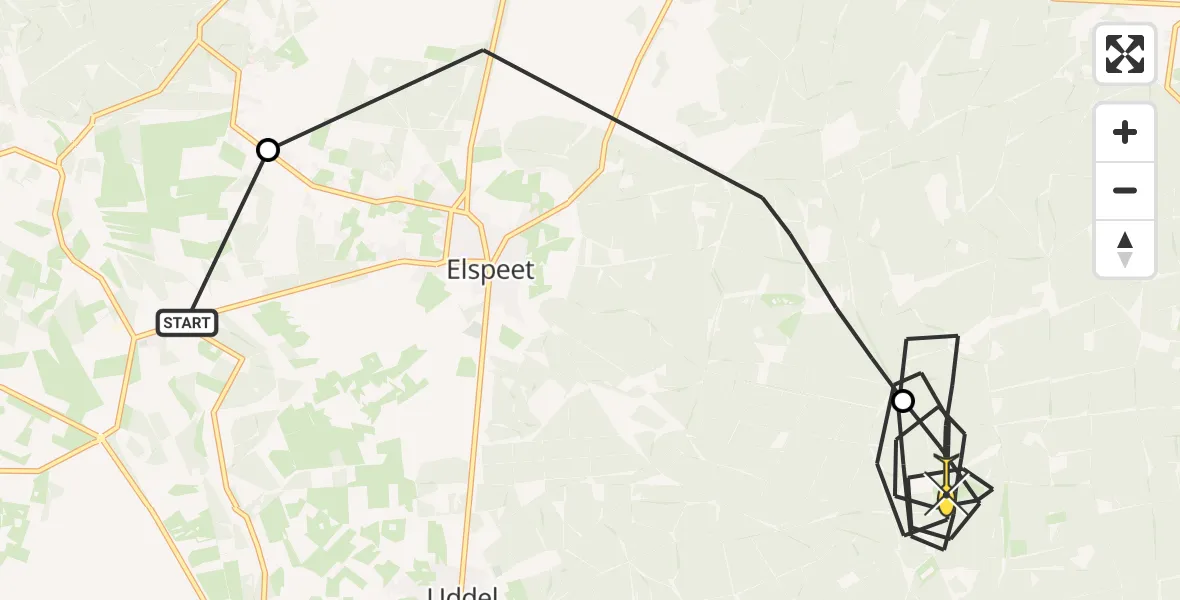 Routekaart van de vlucht: Politiehelikopter naar Vaassen