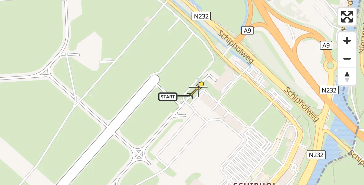 Vluchtroute Politiehelikopter van Schiphol naar Schiphol