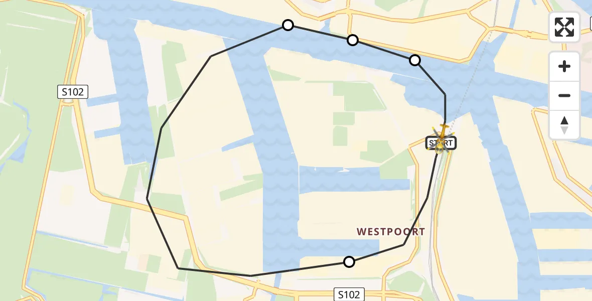 Vluchtroute Traumahelikopter Amsterdam Heliport - Amsterdam Heliport, 25 oktober 2023, 01:03