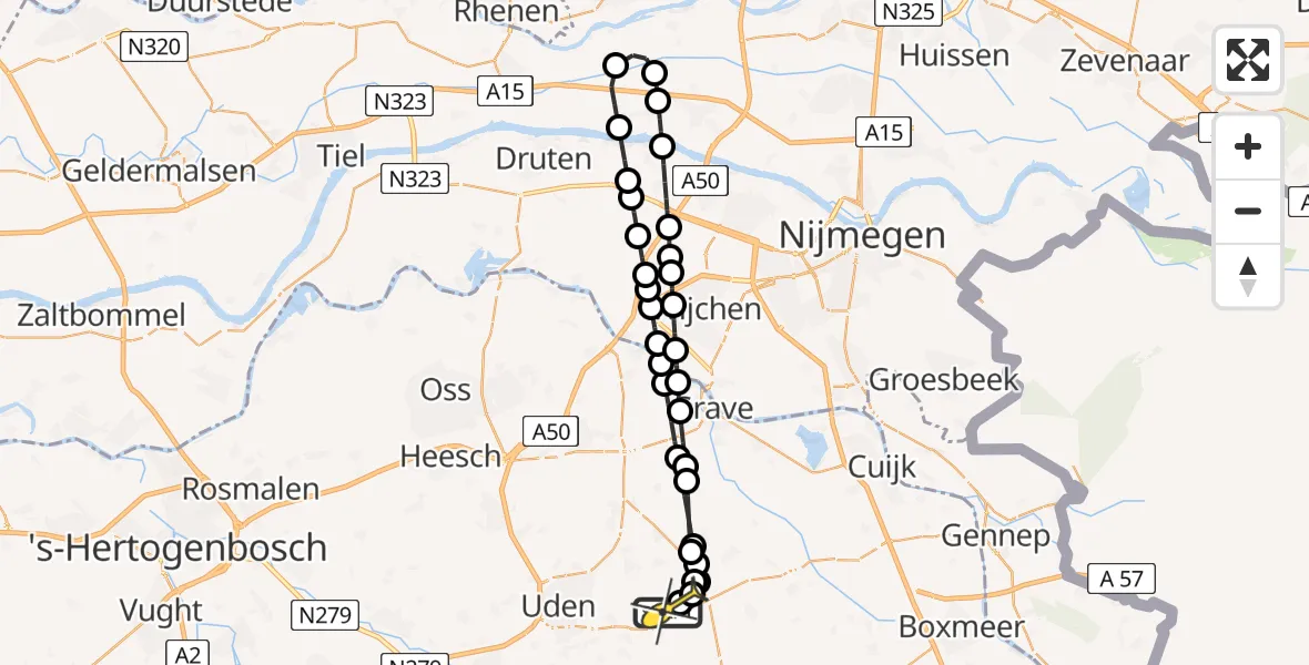 Routekaart van de vlucht: Lifeliner 3 naar Vliegbasis Volkel