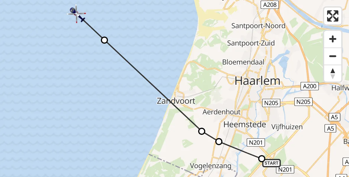 Vluchtroute Politiehelikopter Hoofddorp - , 25 oktober 2023, 06:27