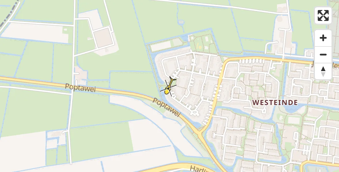 Vluchtroute Ambulancehelikopter van Leeuwarden naar Leeuwarden