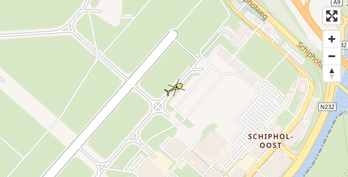 Vluchtroute Politiehelikopter van Schiphol naar Schiphol