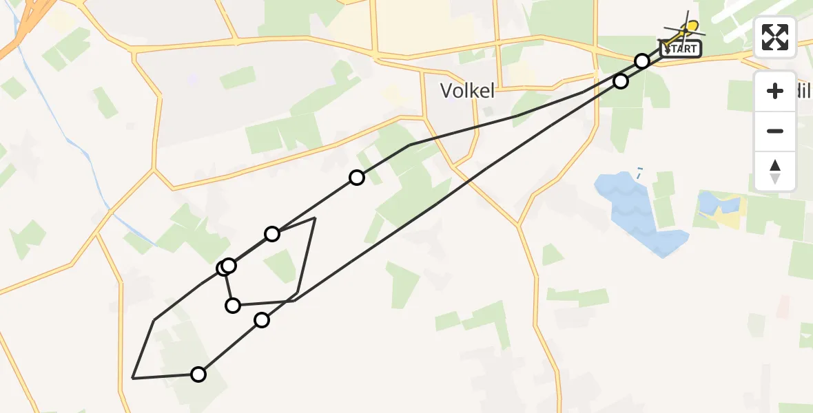 Routekaart van de vlucht: Lifeliner 3 naar Vliegbasis Volkel