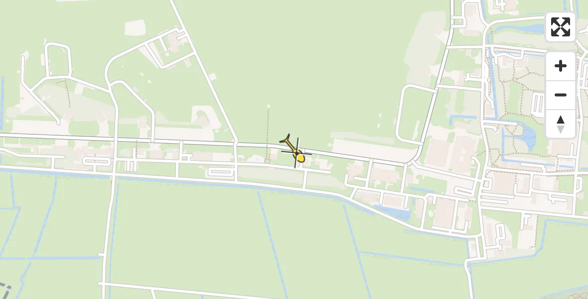 Vluchtroute Ambulancehelikopter van Vliegbasis Leeuwarden naar Vliegbasis Leeuwarden