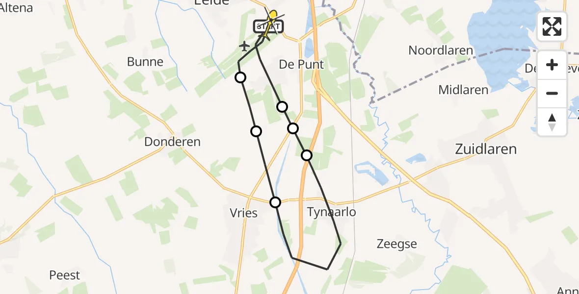 Routekaart van de vlucht: Lifeliner 4 naar Groningen Airport Eelde