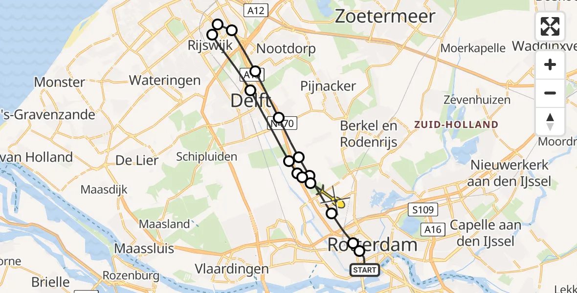 Routekaart van de vlucht: Lifeliner 2 naar Rotterdam The Hague Airport