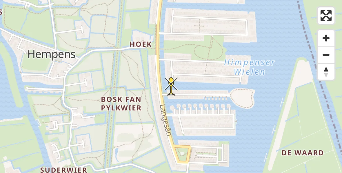 Vluchtroute Ambulancehelikopter van Leeuwarden naar Leeuwarden