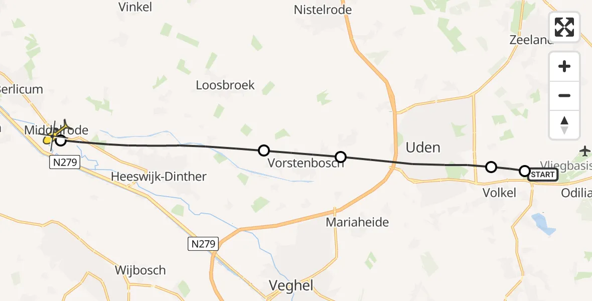 Routekaart van de vlucht: Lifeliner 3 naar Berlicum
