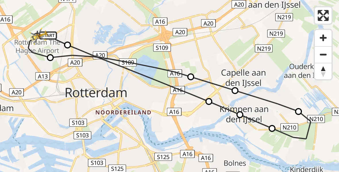 Vluchtroute Traumahelikopter Rotterdam The Hague Airport - Rotterdam The Hague Airport, 26 oktober 2023, 15:21