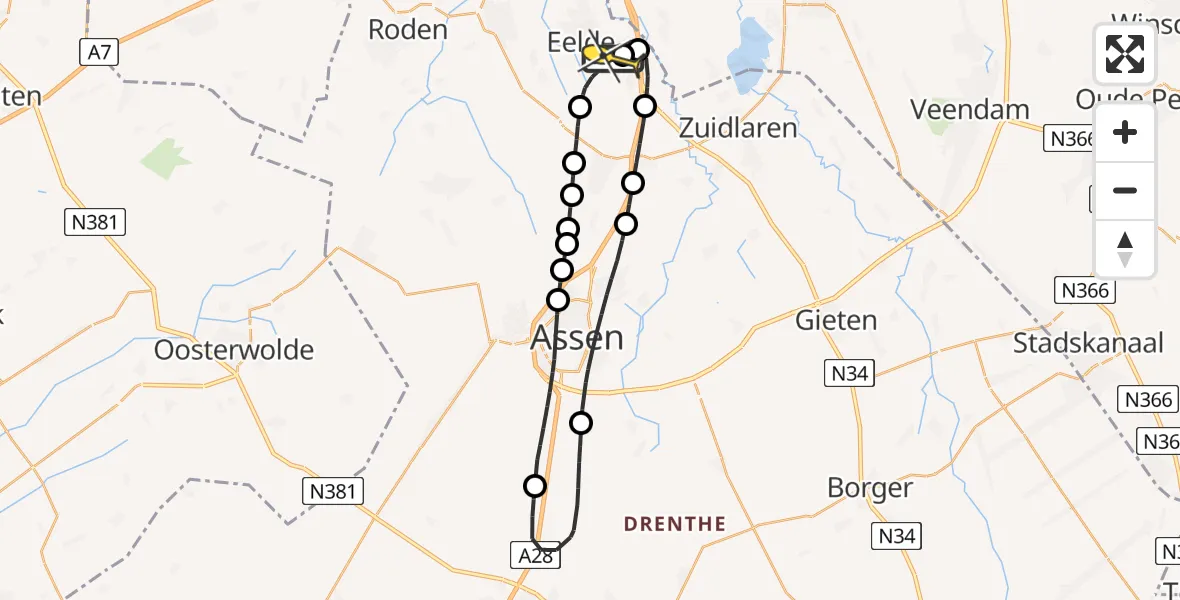 Routekaart van de vlucht: Lifeliner 4 naar Groningen Airport Eelde