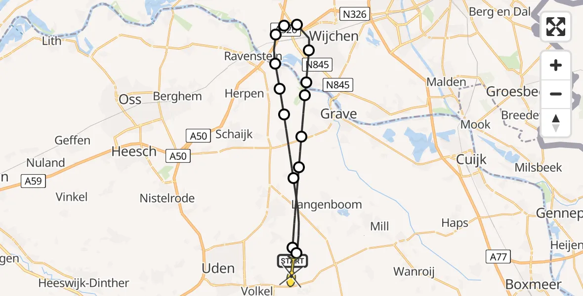 Routekaart van de vlucht: Lifeliner 3 naar Vliegbasis Volkel