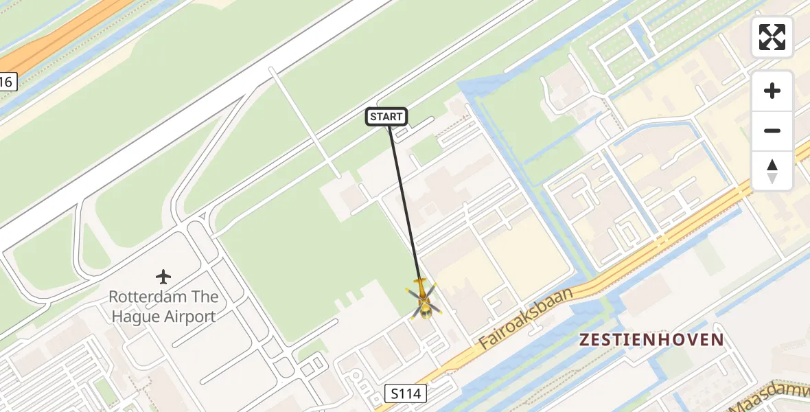 Vluchtroute Traumahelikopter Rotterdam The Hague Airport - Rotterdam The Hague Airport, 27 oktober 2023, 08:10