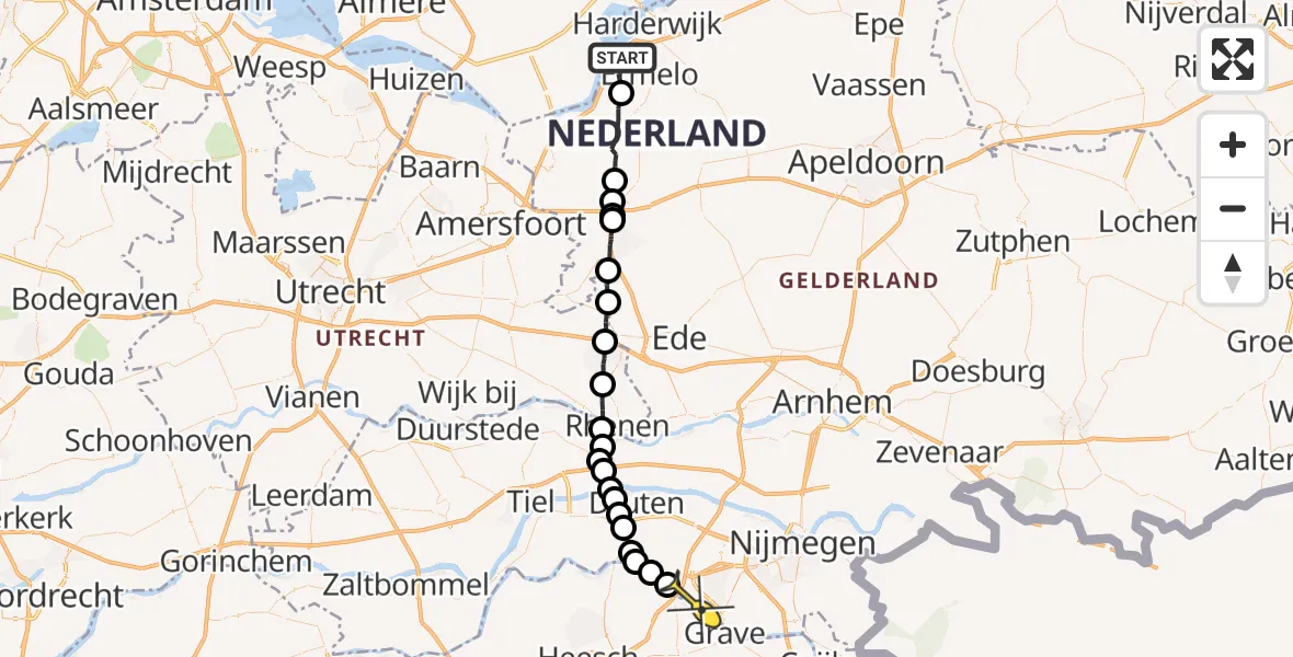 Routekaart van de vlucht: Ambulancehelikopter naar Niftrik