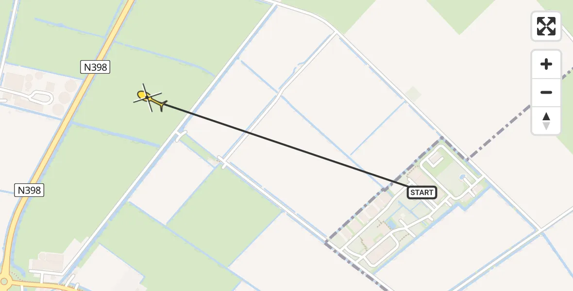 Routekaart van de vlucht: Ambulancehelikopter naar Bitgummole