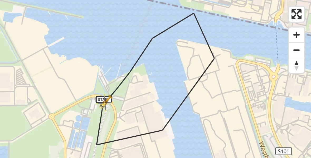Vluchtroute Traumahelikopter Amsterdam Heliport - Amsterdam Heliport, 27 oktober 2023, 13:17