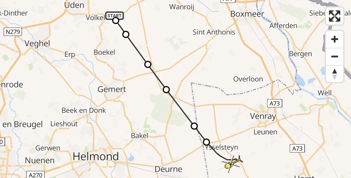 Routekaart van de vlucht: Lifeliner 3 naar Ysselsteyn