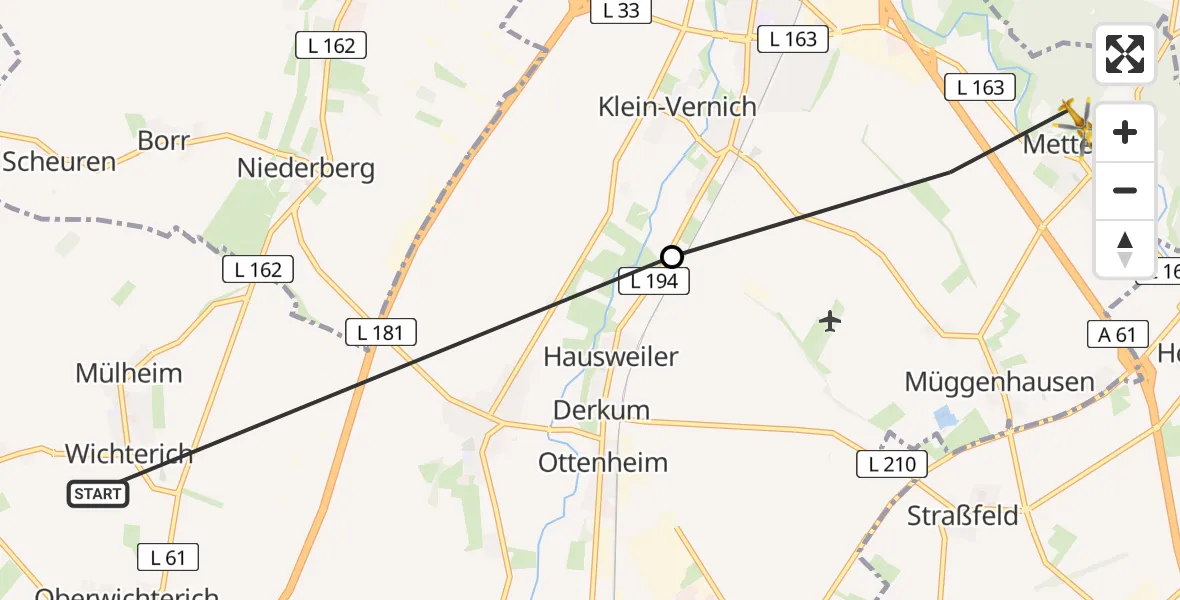 Vluchtroute Ambulancehelikopter Zülpich - , 27 oktober 2023, 13:26