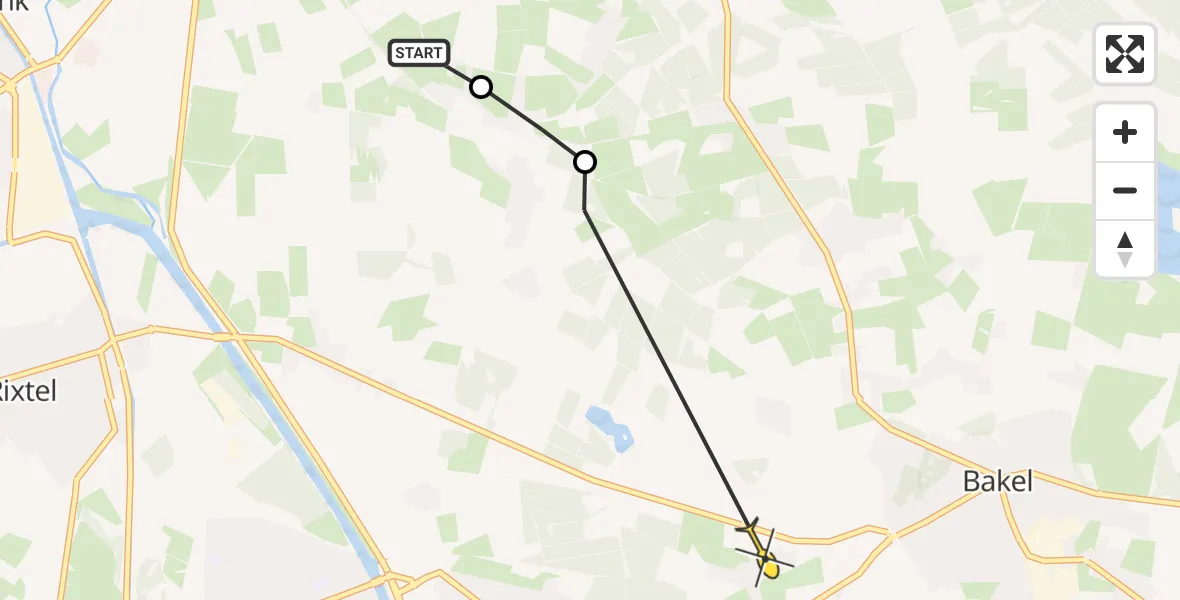 Routekaart van de vlucht: Politieheli naar Bakel