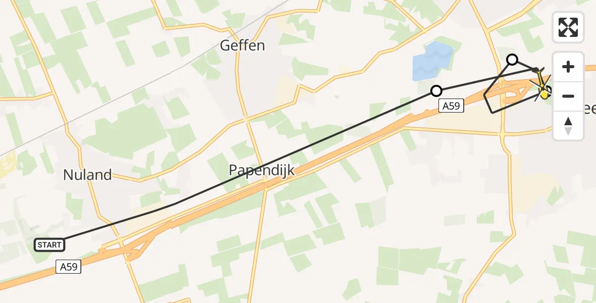 Routekaart van de vlucht: Politiehelikopter naar Heesch