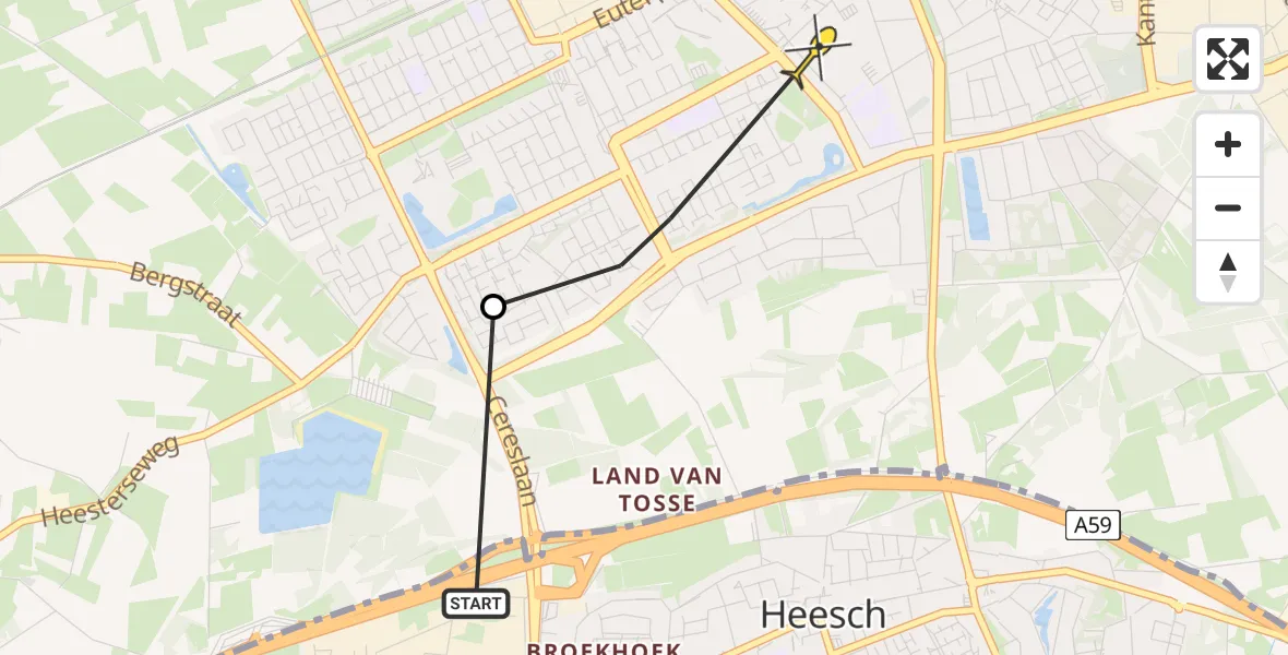 Routekaart van de vlucht: Politiehelikopter naar Oss