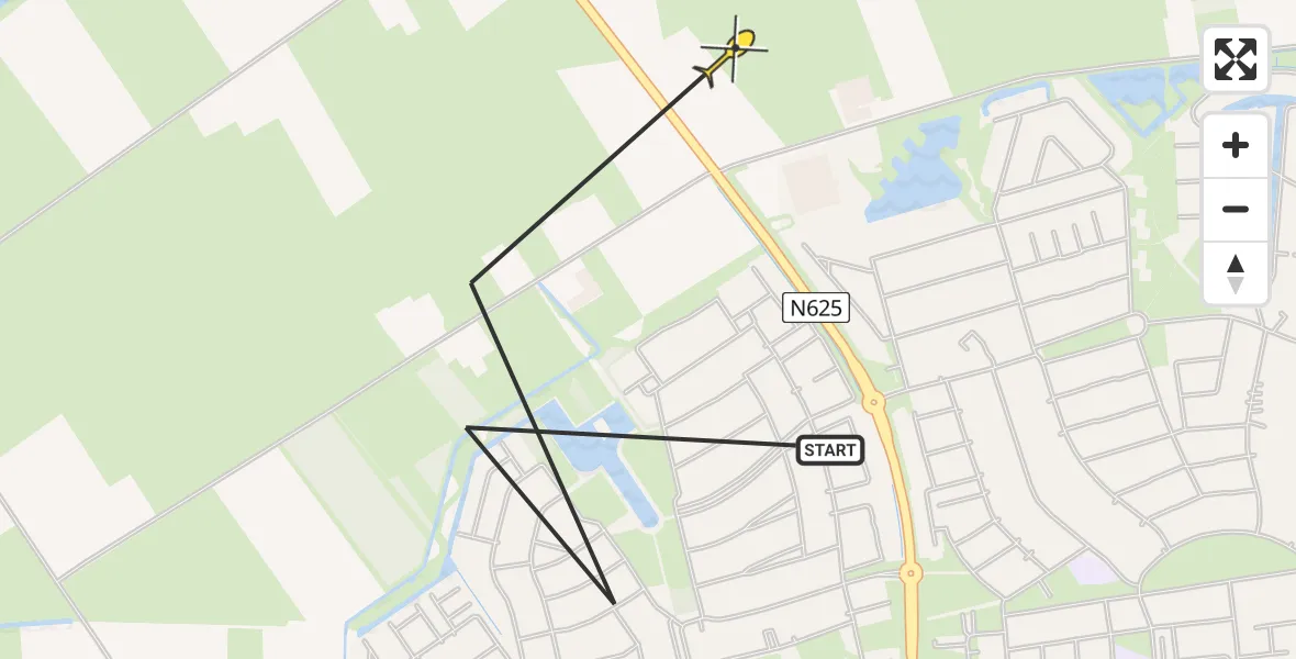 Routekaart van de vlucht: Politiehelikopter naar Oss