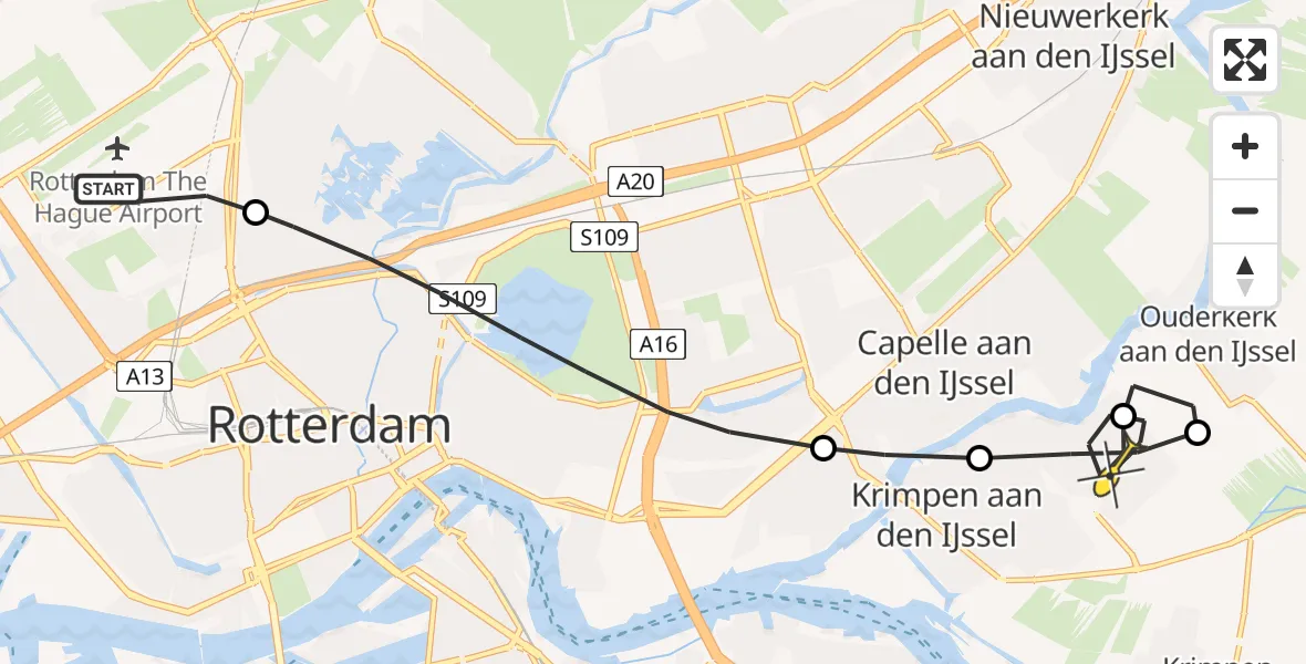 Routekaart van de vlucht: Lifeliner 2 naar Krimpen aan den IJssel