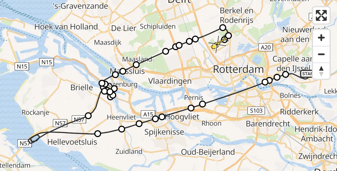 Routekaart van de vlucht: Lifeliner 2 naar Rotterdam The Hague Airport