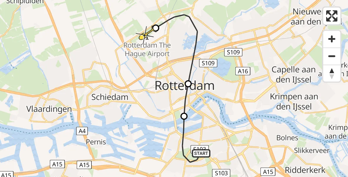 Routekaart van de vlucht: Lifeliner 2 naar Rotterdam The Hague Airport