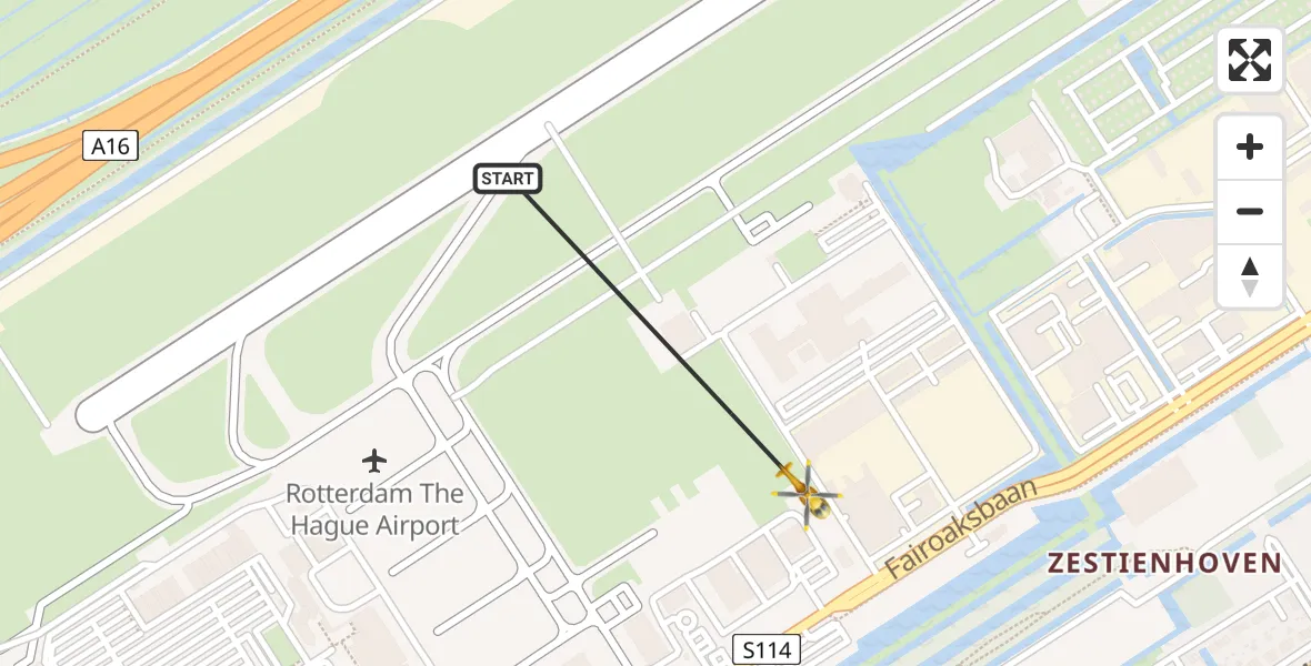 Vluchtroute Traumahelikopter Rotterdam The Hague Airport - Rotterdam The Hague Airport, 27 oktober 2023, 19:59