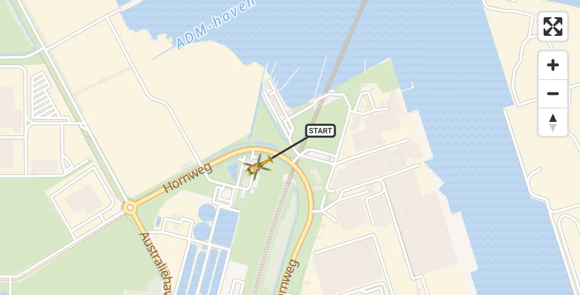 Vluchtroute Traumahelikopter Amsterdam Heliport - Amsterdam Heliport, 27 oktober 2023, 21:54