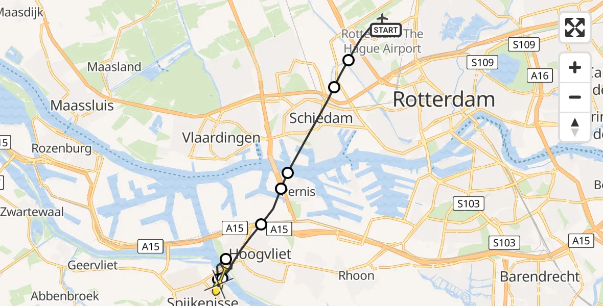 Routekaart van de vlucht: Lifeliner 2 naar Spijkenisse