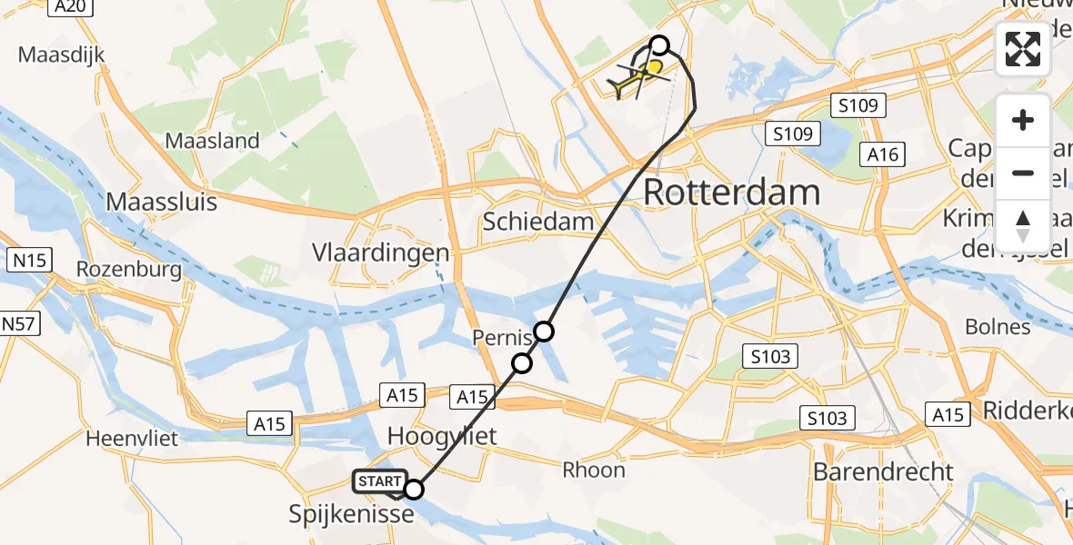 Routekaart van de vlucht: Lifeliner 2 naar Rotterdam The Hague Airport