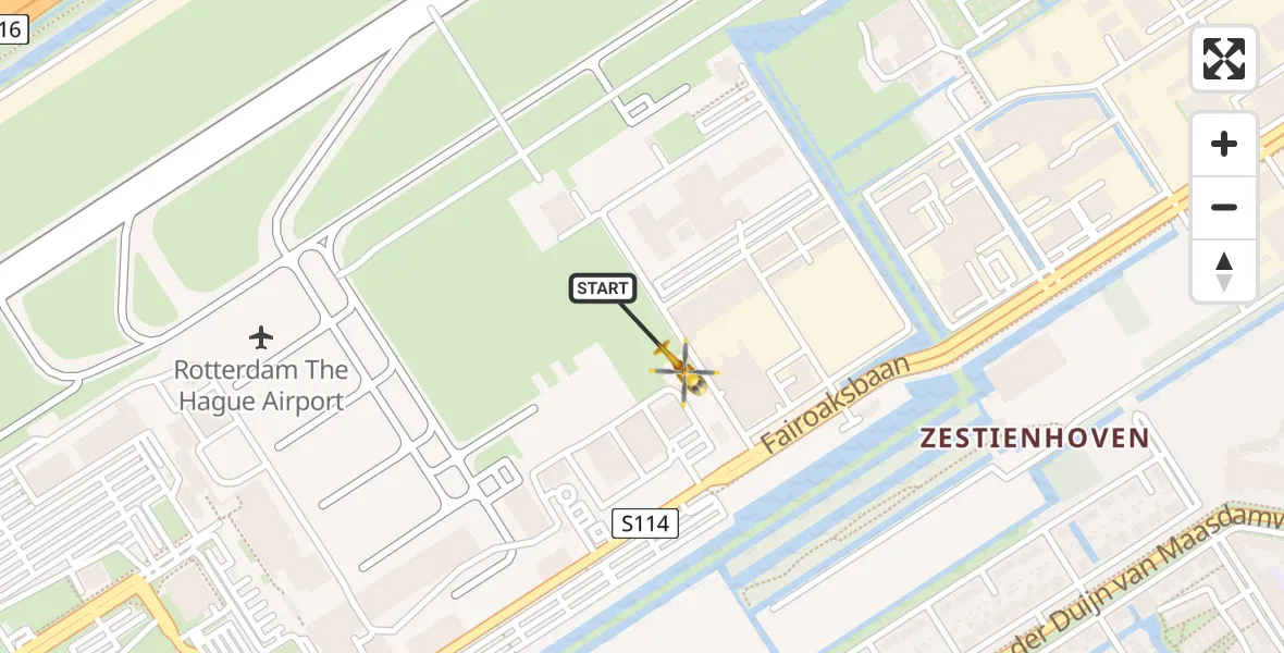 Vluchtroute Traumahelikopter Rotterdam The Hague Airport - Rotterdam The Hague Airport, 28 oktober 2023, 02:54