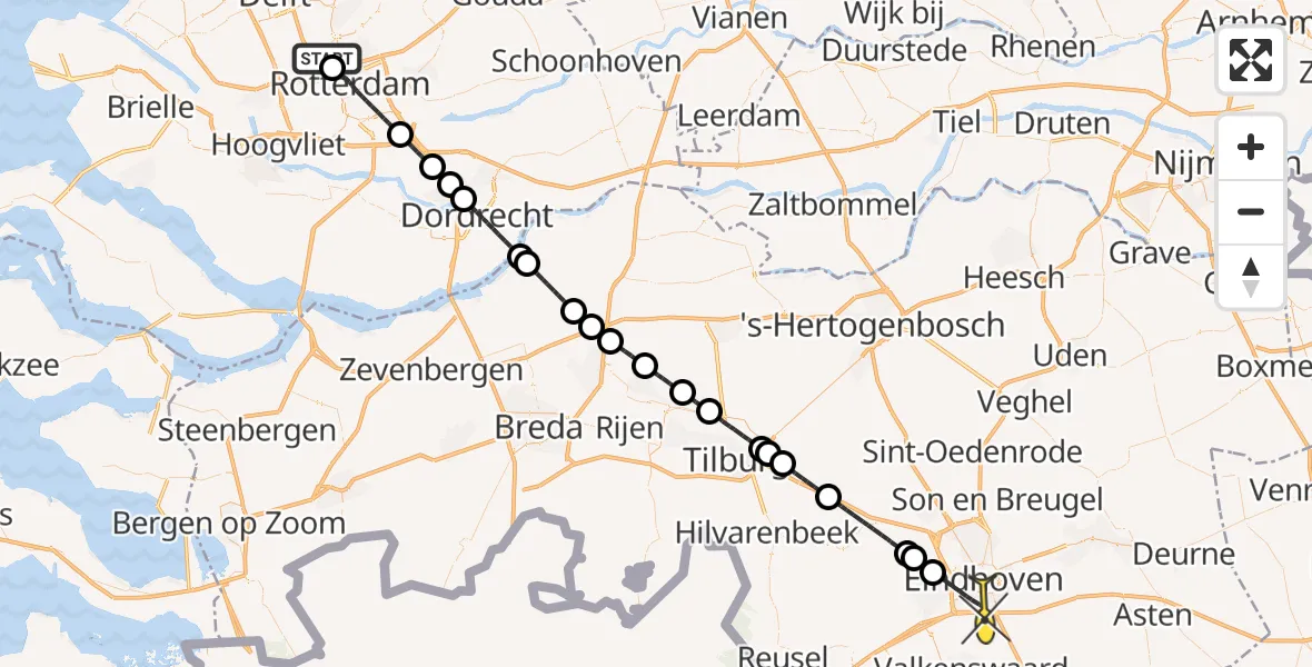 Routekaart van de vlucht: Lifeliner 2 naar Eindhoven