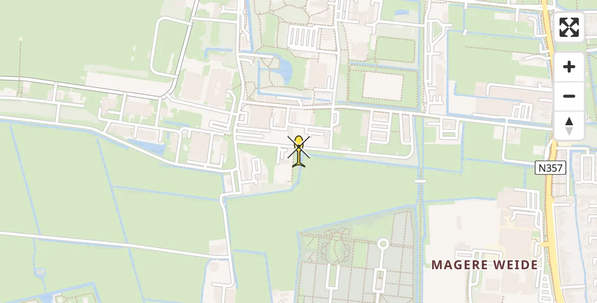 Vluchtroute Ambulancehelikopter van Vliegbasis Leeuwarden naar Vliegbasis Leeuwarden