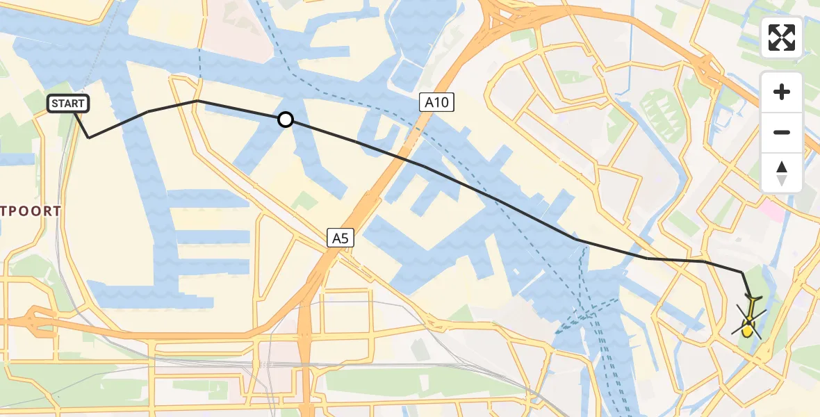 Routekaart van de vlucht: Lifeliner 1 naar Amsterdam