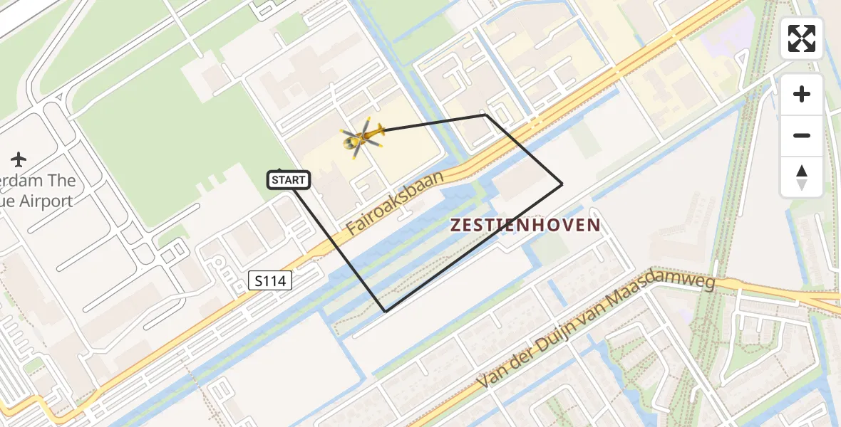 Vluchtroute Traumahelikopter Rotterdam The Hague Airport - Rotterdam The Hague Airport, 28 oktober 2023, 10:48