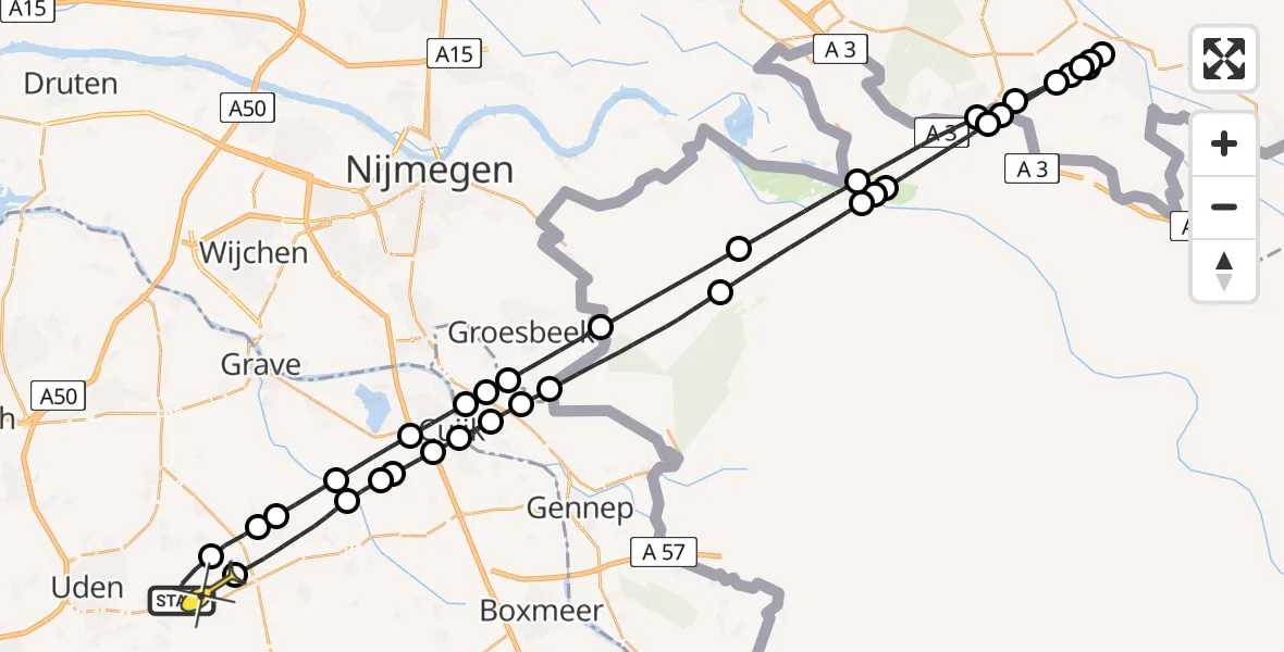 Routekaart van de vlucht: Lifeliner 3 naar Vliegbasis Volkel