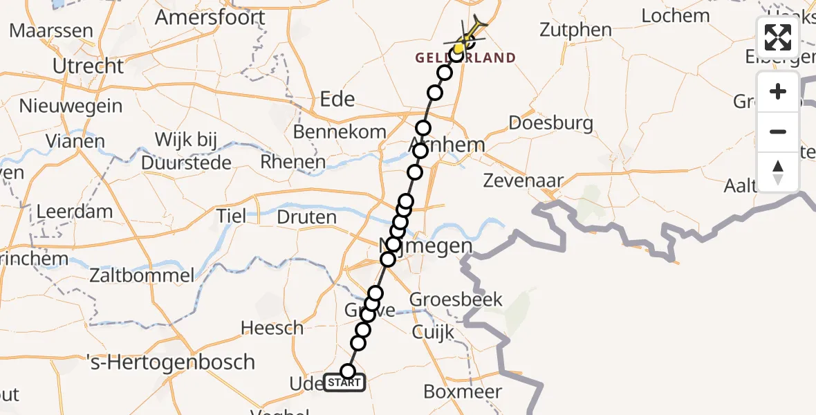 Routekaart van de vlucht: Lifeliner 3 naar Beekbergen