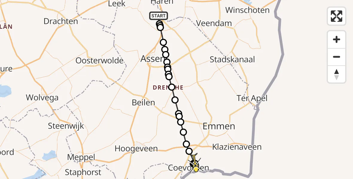 Routekaart van de vlucht: Lifeliner 4 naar Dalen