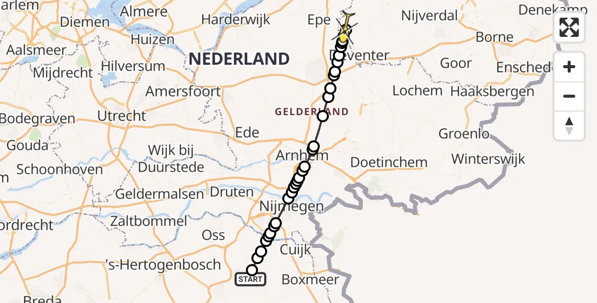 Routekaart van de vlucht: Lifeliner 3 naar Olst