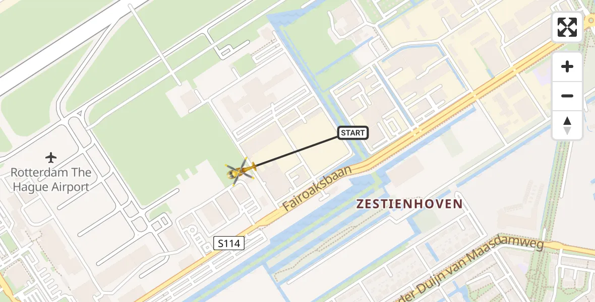 Vluchtroute Traumahelikopter Rotterdam The Hague Airport - Rotterdam The Hague Airport, 28 oktober 2023, 16:15