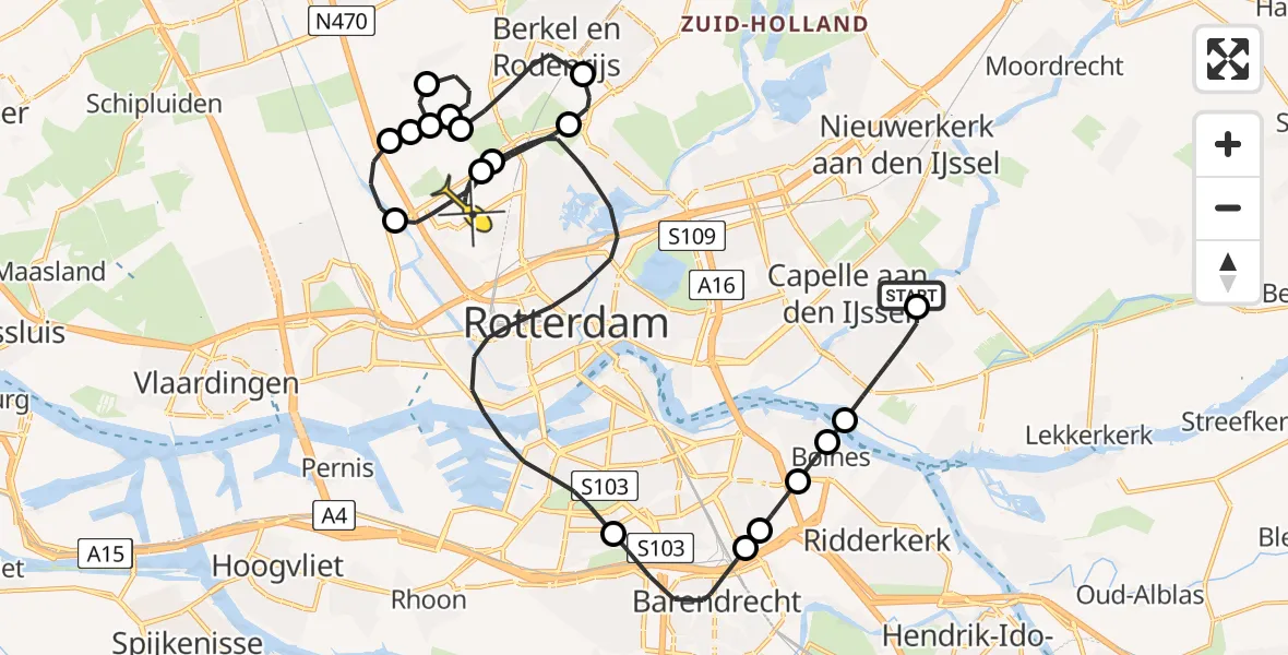 Routekaart van de vlucht: Lifeliner 2 naar Rotterdam The Hague Airport