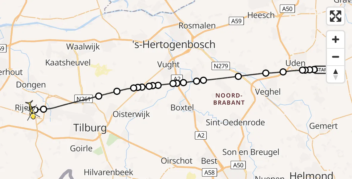 Routekaart van de vlucht: Lifeliner 3 naar Rijen