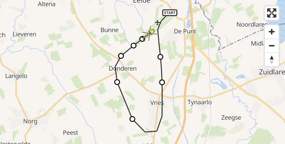 Routekaart van de vlucht: Lifeliner 4 naar Groningen Airport Eelde