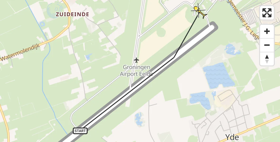 Routekaart van de vlucht: Lifeliner 4 naar Groningen Airport Eelde