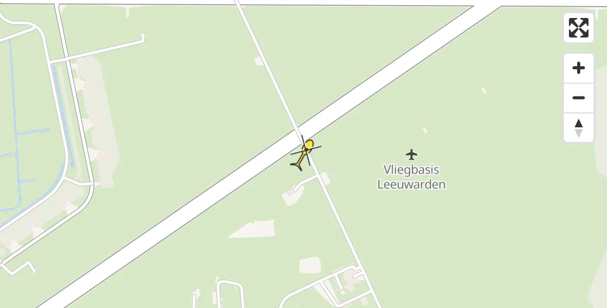 Vluchtroute Ambulancehelikopter van Vliegbasis Leeuwarden naar Vliegbasis Leeuwarden
