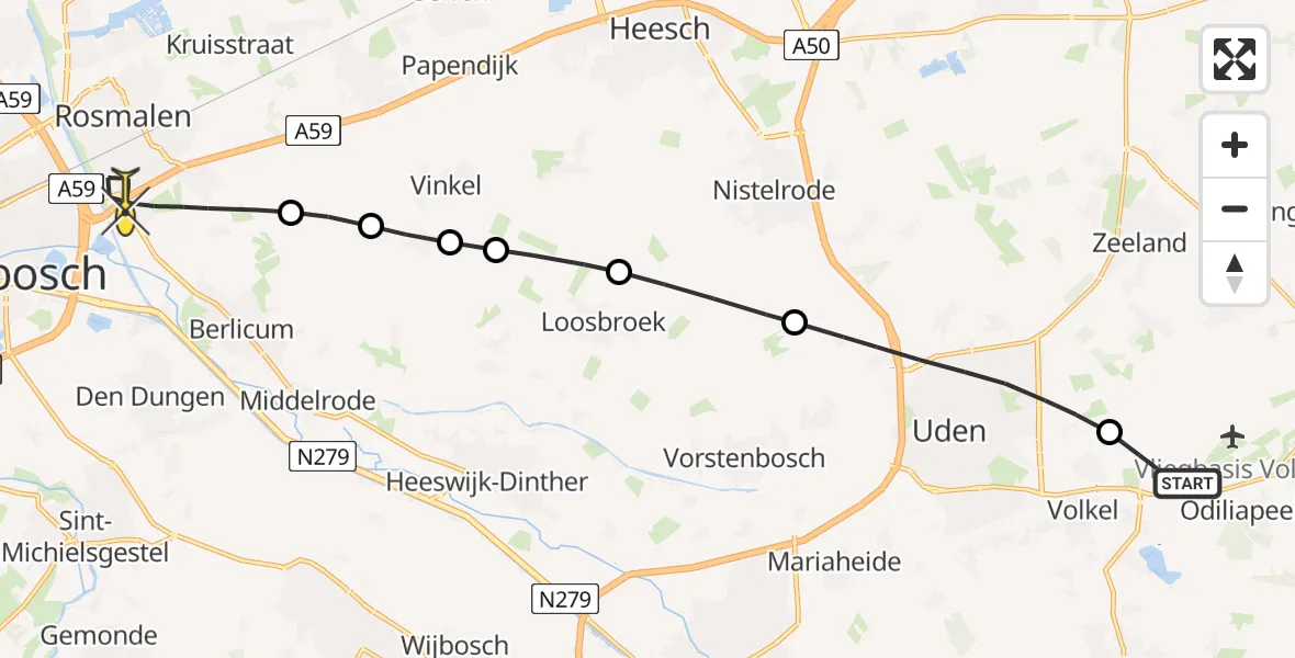 Routekaart van de vlucht: Lifeliner 3 naar Rosmalen